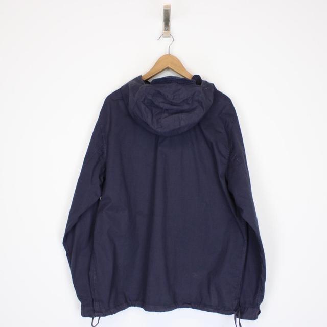 CP Company Navy Blue Cotton Ripstop Hooded Lens Smock Overshirt Jacket