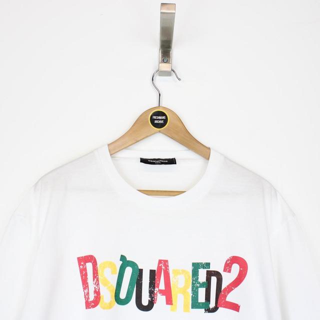 Dsquared2 White and Multicoloured Print Spellout Short Sleeve T-Shirt