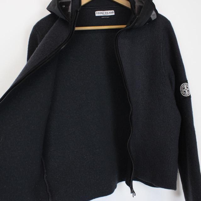 Vintage Stone Island AW 2004 Dark Grey Wool Hoodie Jumper