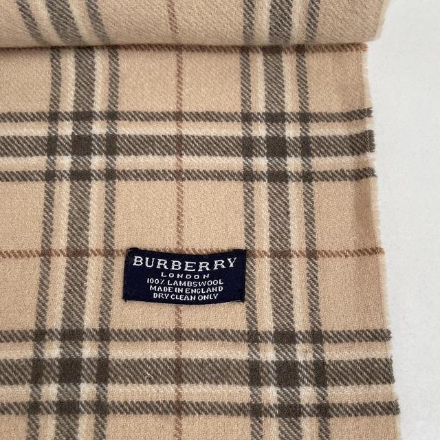 Vintage 90s Burberry Beige Nova Check Lambswool Scarf