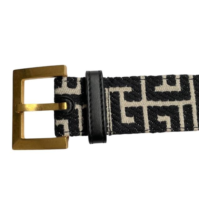 Balmain Black and Ivory Jacquard Monogram Belt