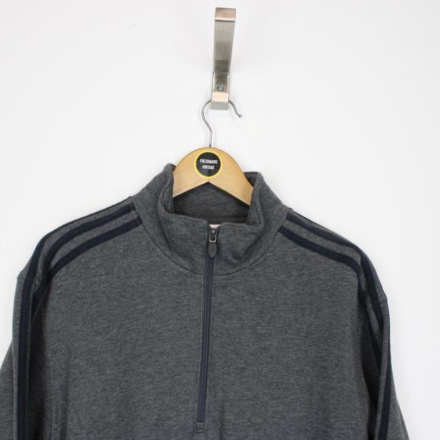 Vintage 00s Adidas Dark Grey 1/4 Zip Spellout Sweatshirt Jumper