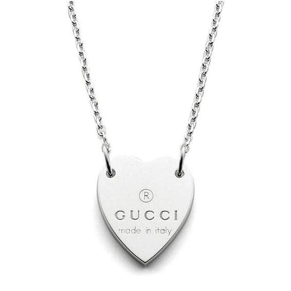 Gucci Trademark Heart Pendant Sterling Silver Necklace