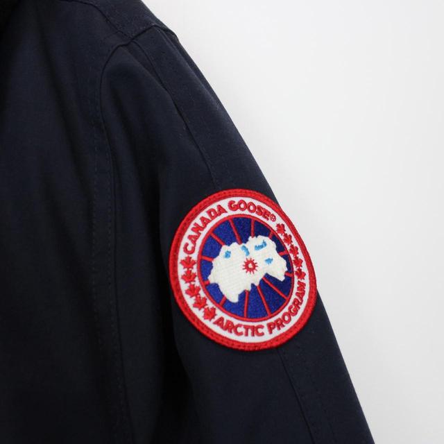 Canada Goose Navy Blue and Black Bromley Bomber Down Jacket with Fur Trim