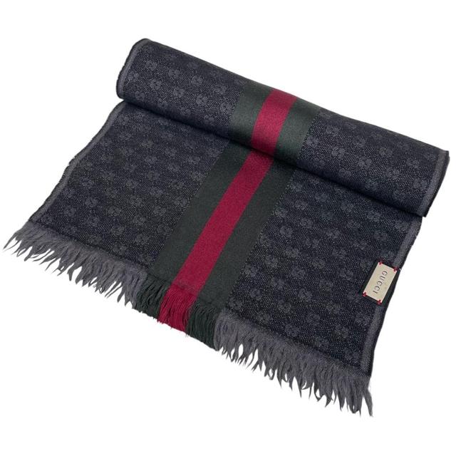 Gucci Dark Grey Sherry Line GG Monogram Wool/Silk Scarf