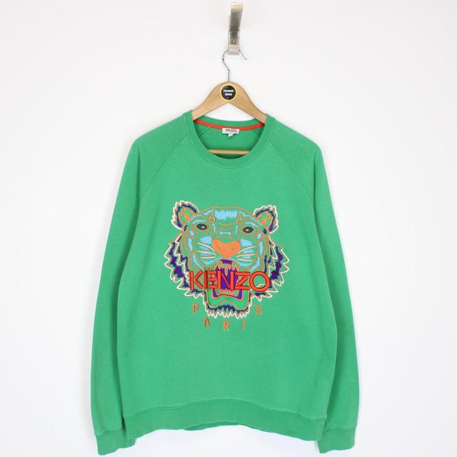 Kenzo Paris Green and Multicoloured Tiger Logo Sweatshirt Jumper