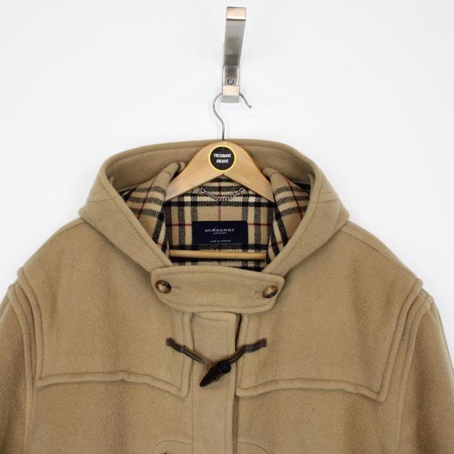 Vintage 00s Burberry Tan Brown Nova Check Lined Wool Duffle Coat