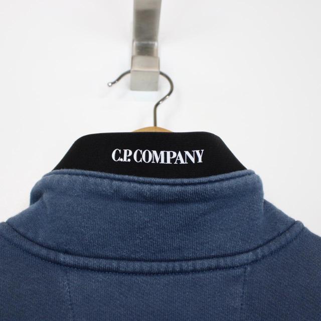 CP Company Blue Diagonal Fleece 1/4 Zip Sweatshirt Jumper