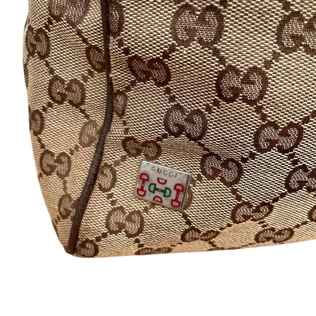 Gucci Brown and Beige GG Monogram Sherry Line Canvas Handbag