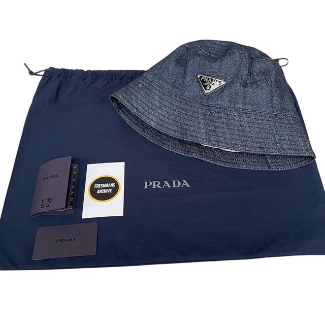 Prada Navy Blue Cotton Denim Bucket Hat