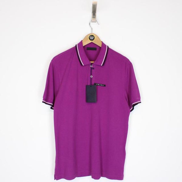 Prada Purple Short Sleeve Cotton Pique Polo Shirt