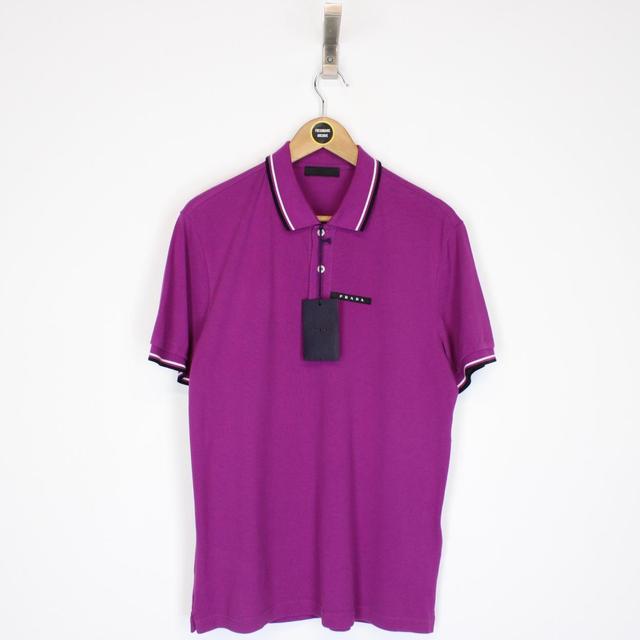 Prada Purple Short Sleeve Cotton Pique Polo Shirt