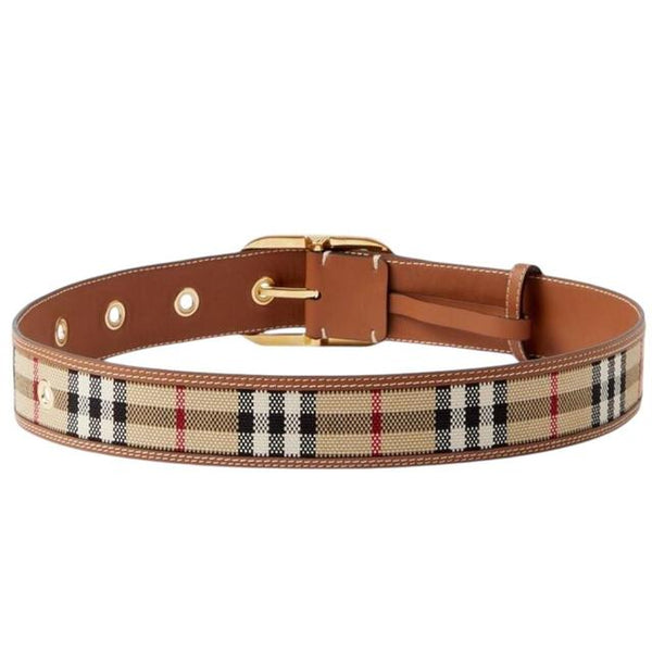 Burberry Beige and Tan Vintage Nova Check Leather/Canvas Belt