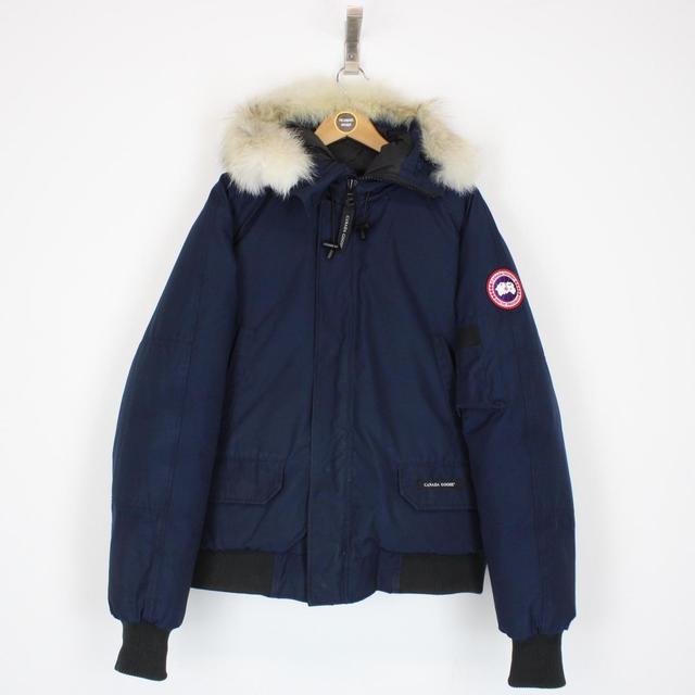 Canada Goose Navy Blue Chilliwack Bomber Down Jacket with Fur Trim