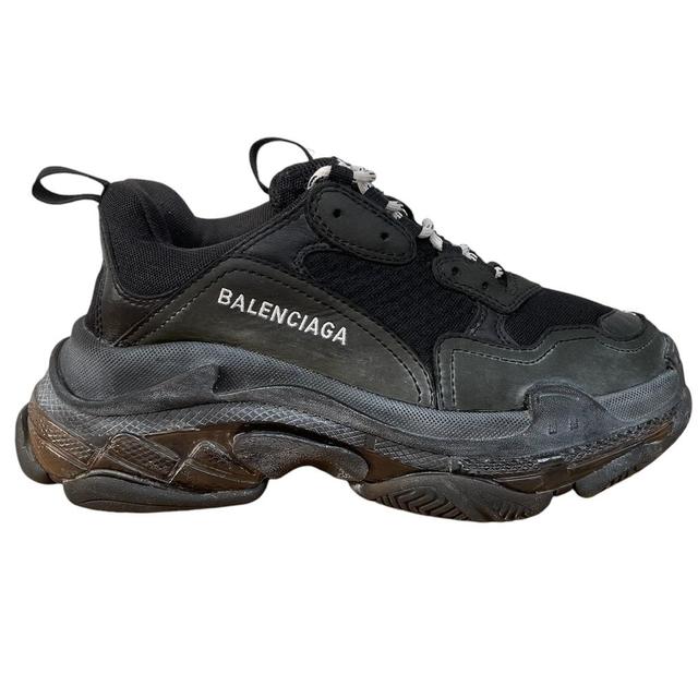 Balenciaga Triple S Black Pre-Distressed Mesh Trainers