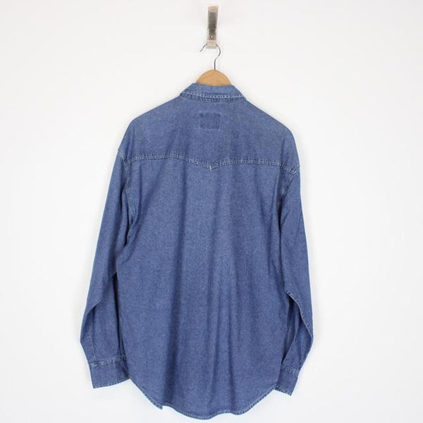 Vintage 90s Trussardi Jeans Blue Long Sleeve Denim Shirt