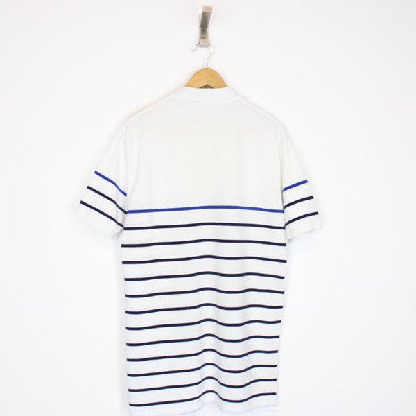 Polo Ralph Lauren White and Navy Blue Striped Short Sleeve Polo Shirt