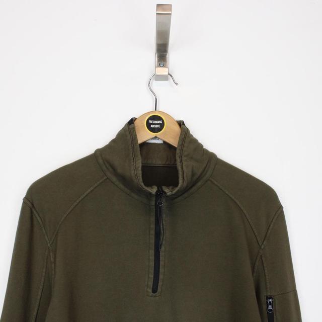 CP Company Khaki Green Goggle 1/4 Zip Sweatshirt Jumper