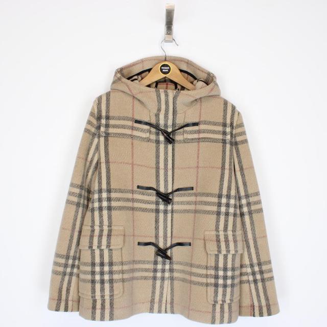 Burberry London Tan Brown Nova Check Wool Duffle Coat