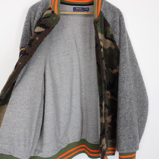 Polo Ralph Lauren Grey and Camo Patchwork Sherpa Fleece Jacket