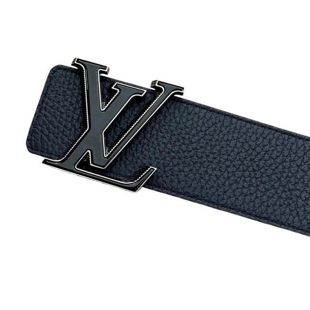 Louis Vuitton Navy Blue and Brown Initials Pyramide Reversible Leather Belt