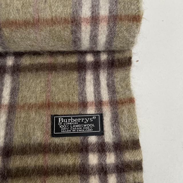 Vintage 90s Burberry Green Nova Check Lambswool Scarf