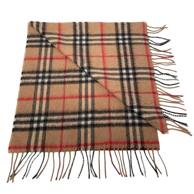 Vintage 90s Burberry Tan Brown Nova Check Cashmere Wool Scarf