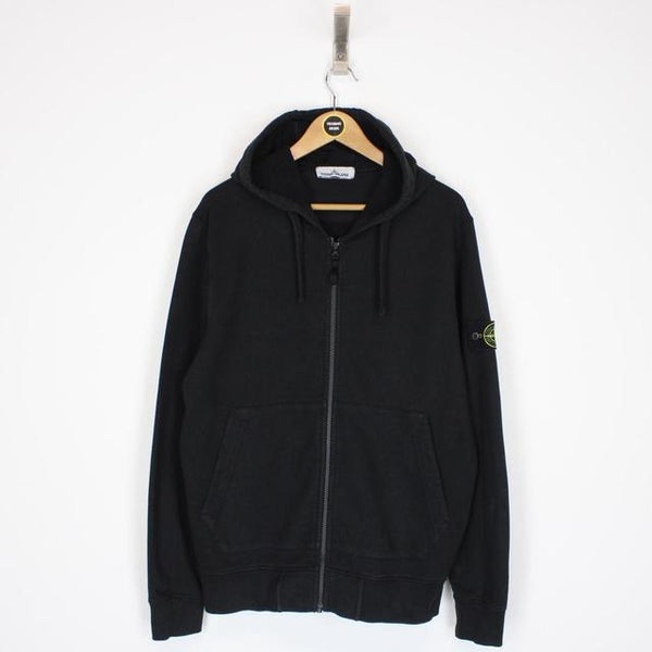 Stone Island AW 2020 Black Full Zip Cotton Hoodie Jumper