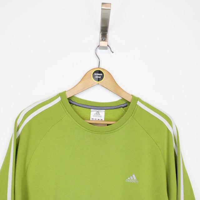 Vintage 00s Adidas Green and White Spellout Sweatshirt Jumper