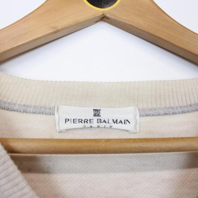 Vintage 90s Pierre Balmain Paris Beige Spellout Sweatshirt Jumper