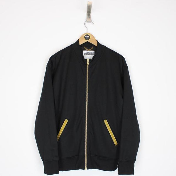 Moschino Couture Black and Gold Embroidered Logo Jacket