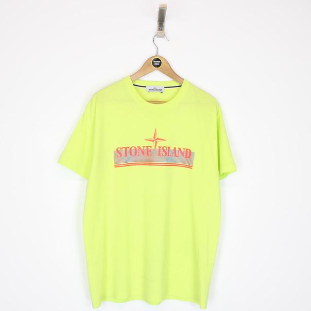 Stone Island SS 2022 Lemon Yellow Tricromia Short Sleeve T-Shirt