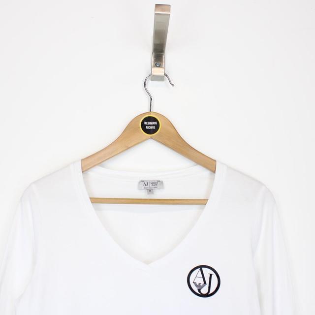 Armani Jeans White V-Neck Long Sleeve T-Shirt