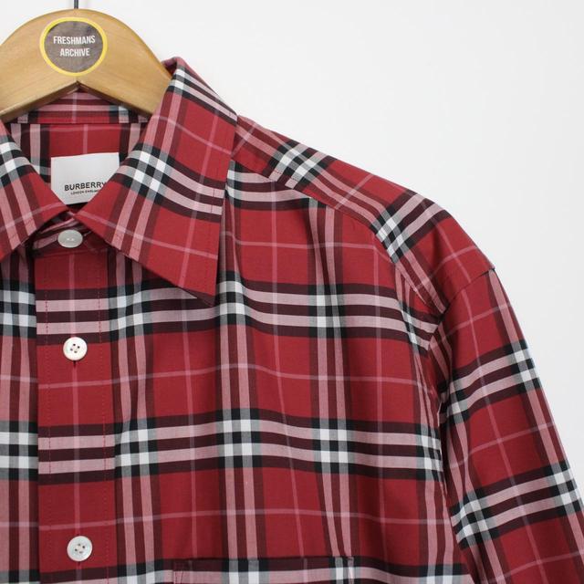 Burberry Red Nova Check Long Sleeve Cotton Shirt