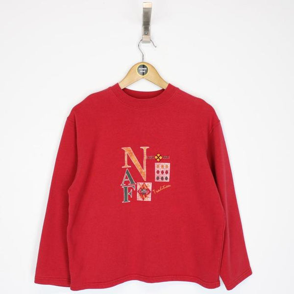 Vintage 90s Naf Naf Red Spellout Sweatshirt Jumper