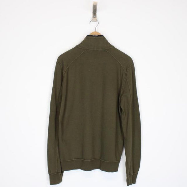 CP Company Khaki Green Goggle 1/4 Zip Sweatshirt Jumper