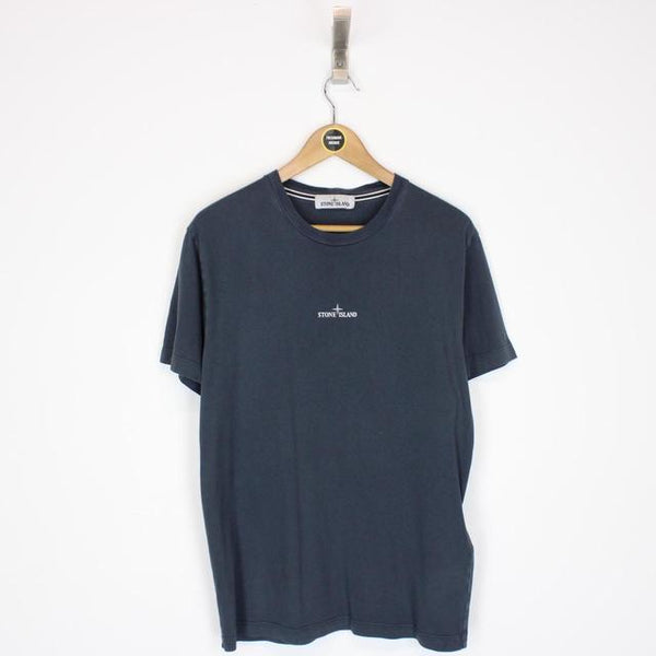 Stone Island SS 2022 Navy Blue Short Sleeve Logo Print T-Shirt