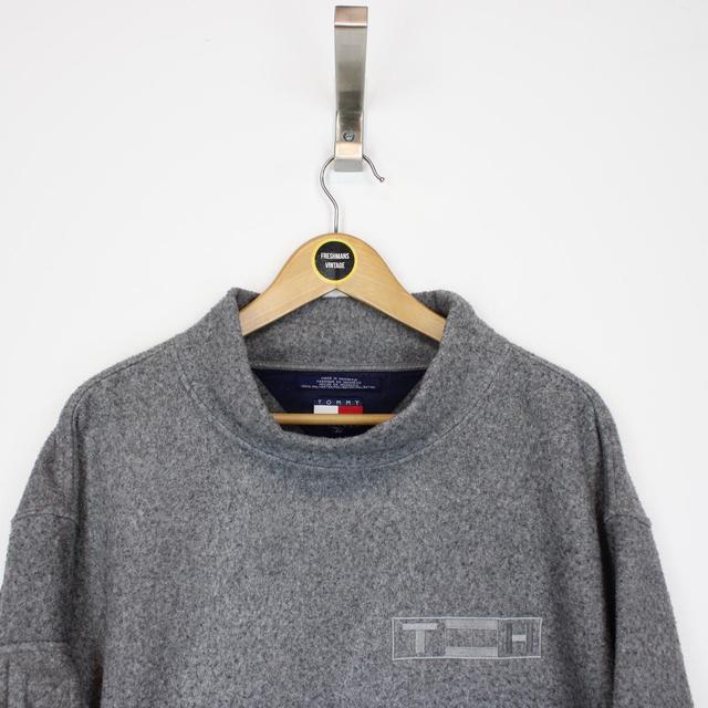 Vintage 90s Tommy Hilfiger Grey Mock Neck Fleece Jumper