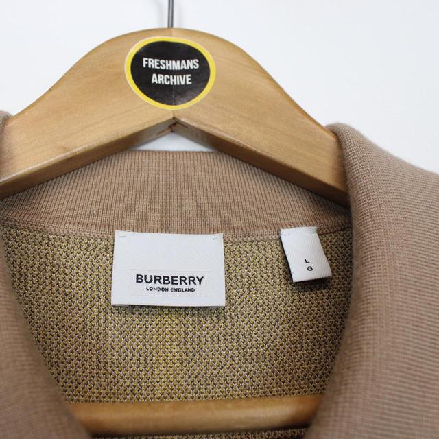 Burberry Beige Wells Nova Check Silk/Wool Knit Short Sleeve Polo Shirt