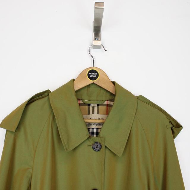 Burberry Green Nova Check Side-Slit Single Breasted Belted Gabardine Trench Coat