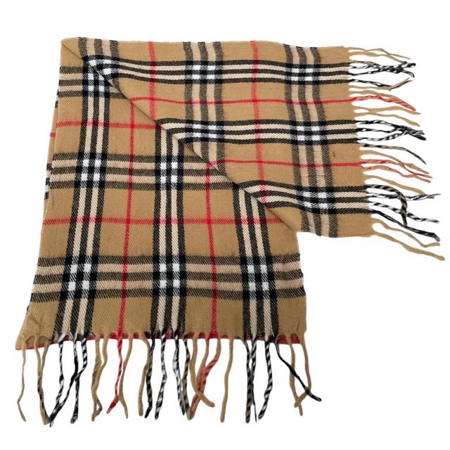 Vintage 90s Burberry Beige Nova Check Lambswool Scarf