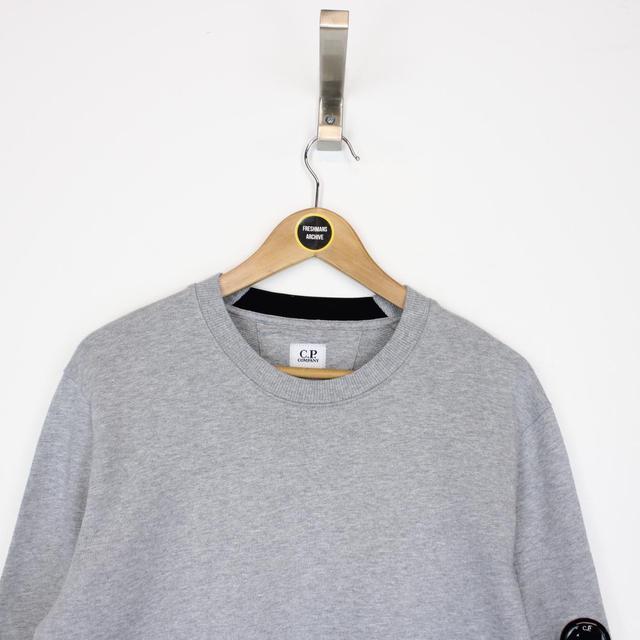 CP Company Grey Diagonal Fleece Cotton Sweatshirt Jumper