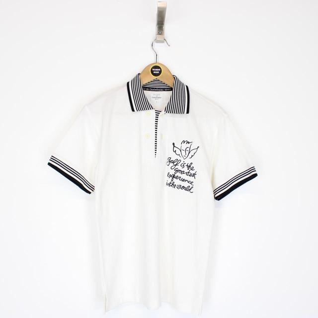 Vintage Jean-Charles de Castelbajac White and Black Short Sleeve Polo Shirt