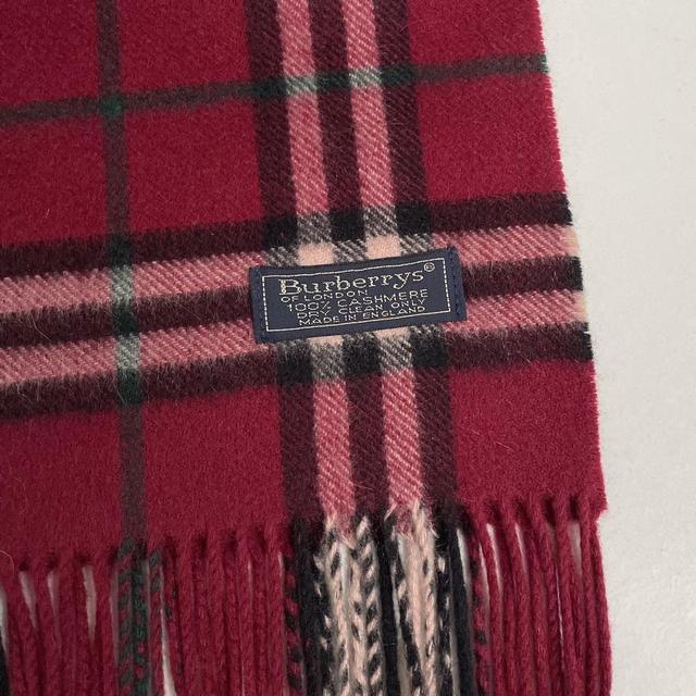 Vintage 90s Burberry Burgundy Nova Check Cashmere Scarf