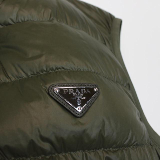 Prada Khaki Green Full Zip Nylon Down Gilet / Bodywarmer