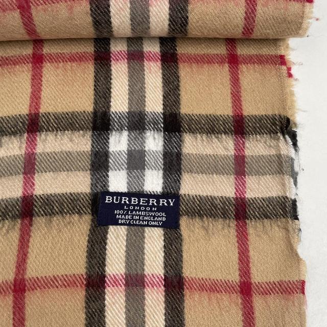 Vintage 90s Burberry Tan Brown Nova Check Lambswool Scarf