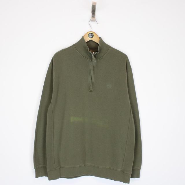 Vintage 00s Timberland Green 1/4 Zip Sweatshirt Jumper