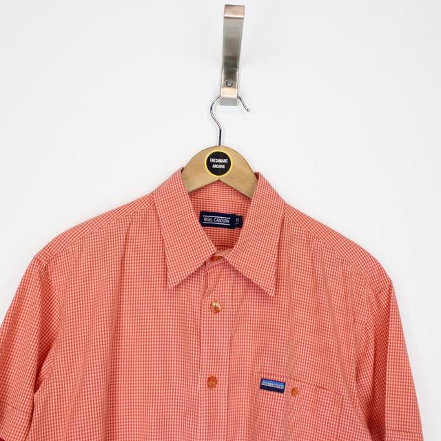 Vintage 90s Nigel Cabourn Orange and Cream Short Sleeve Gingham Check Shirt