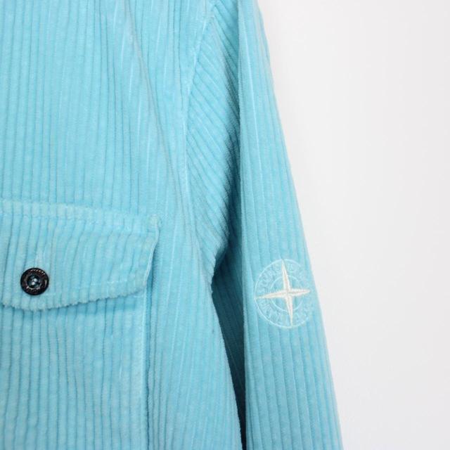 Stone Island AW 2020 Turquoise Blue Long Sleeve Jumbo Corduroy Shirt