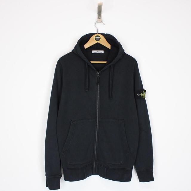 Stone Island SS 2021 Black Full Zip Cotton Hoodie Jumper